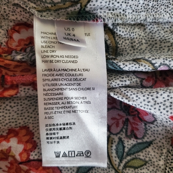 Maeve Button Down Blouse Womens 0 Gray Black Red Floral Peplum Hem Boho Business - Picture 12 of 13